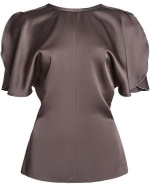 Victoria Beckham Bela Draped Satin Top - Brown