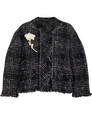Erdem Cropped Tweed Jacket - Black