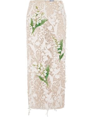 LEO LIN Kyra Embellished Lace Maxi Skirt - Natural
