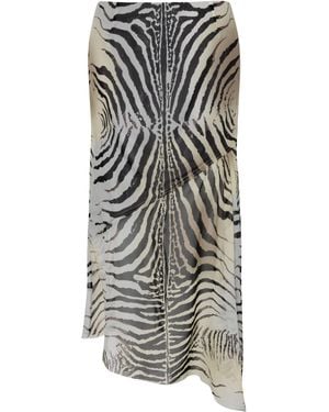 Paris Georgia Basics Mae Zebra-Print Silk-Georgette Midi Skirt - Gray