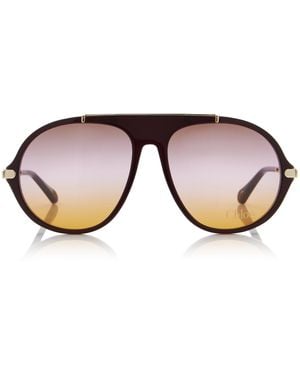 Chloé Aviator-Frame Acetate Sunglasses - Red