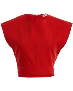 Alaïa Belted Cotton Top - Red