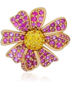 Ashna Mehta Sapphire Daisy Flower 18K Rose Bag Charm - Pink