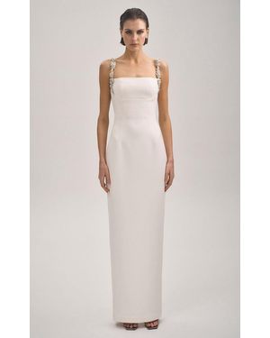 Rachel Gilbert Franca Floral-Crystal Strap Gown - Natural