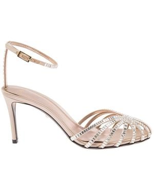 ALEVI 'Penelope' Sandals With Rhinestone Embellishment And Stiletto Heel - Natural