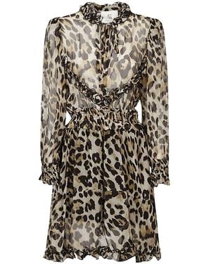 5 PROGRESS Printed Silk Blend Shirt Dress - Brown