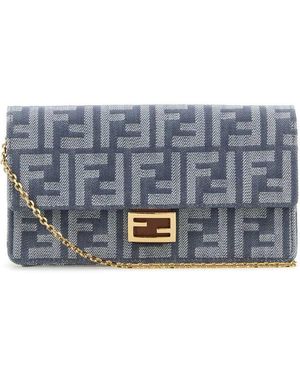 Fendi 'Baguette' Wallet On Chain - Grey