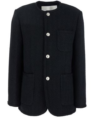 DUNST Oversize Collarless Jacket - Black