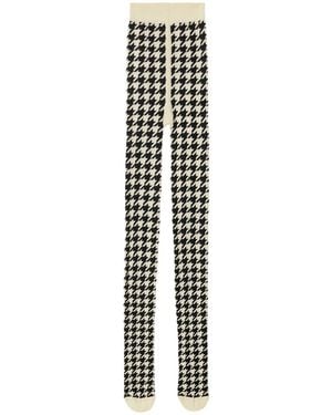 Burberry Herringbone-Print Cotton-Blend Tights - White