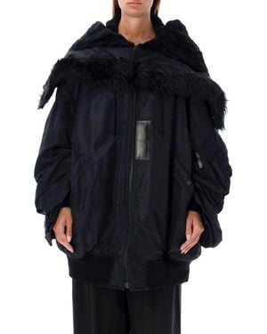 Junya Watanabe Oversized Bomber Jacket With Faux Fur Collar - Black