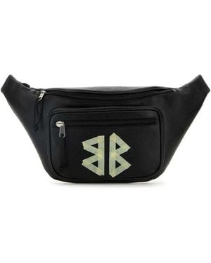 Balenciaga Leather Waist Bag Logo - Black