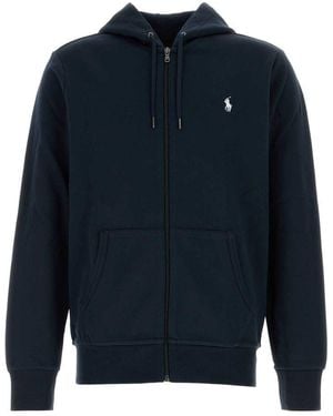 Polo Ralph Lauren Cotton Hoodie With Zipper And Embroidered Logo - Blue