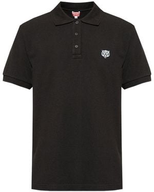 KENZO Cotton T-Shirt With Embroidered Tiger Logo - Black