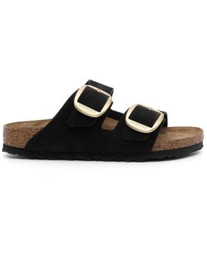 Birkenstock Arizona Big Buckle, Nubuck Leather Shoes - Black