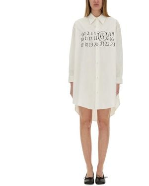 MM6 by Maison Martin Margiela Chemisier Dress With Print - White