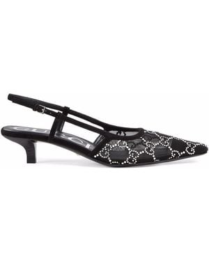 Gucci Gg Crystal Slingback Court Shoes - White