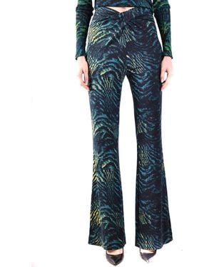 Diane von Furstenberg Flared Trousers With Unique Textured Pattern And Fit - Blue