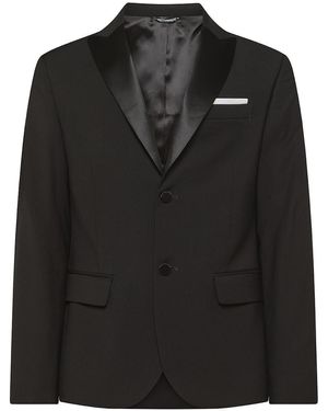 Daniele Alessandrini Single-Breasted Blazer With Shiny Lapels - Black