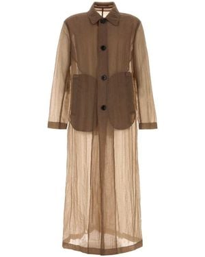 Dries Van Noten Organza Rankles Trench Coat - Natural