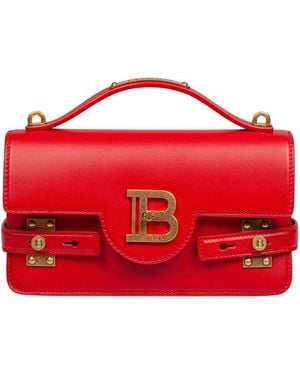 Balmain B-Buzz 24 Smooth Leather Bag - Red