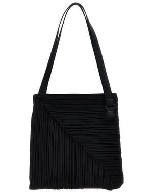 Pleats Please Issey Miyake 'Diagonal Pleats Bag' Shoulder Bag - Black