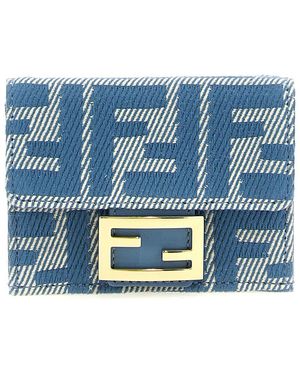 Fendi Baguette Micro Trifold Wallet in Blue | Lyst