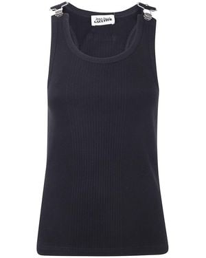 Jean Paul Gaultier Tank Top With With Overall Engraved - Blue