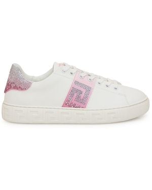 Versace Greek Sneaker With Crystals - Pink