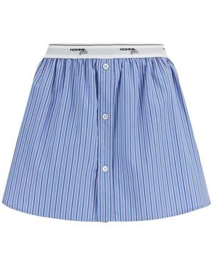 HOMME GIRLS Striped Mini Skirt - Blue