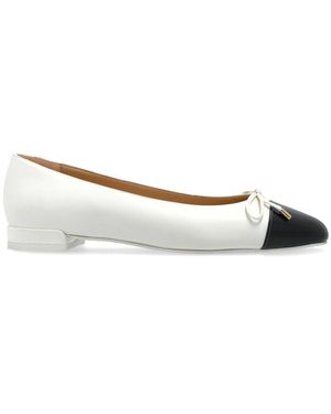 Stuart Weitzman Sleek Bow Flat Shoes - White