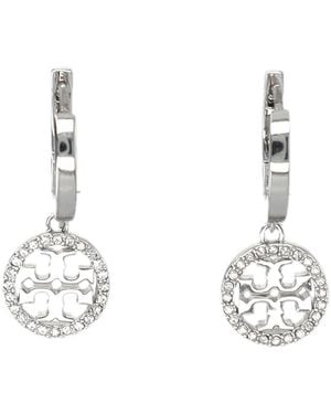 Tory Burch Miller Pave Huggie Hoop Earrings - Metallic