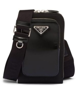 Prada Triangle-Logo Panelled Smartphone Case - Black