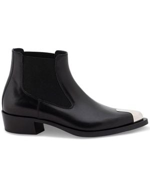 McQueen Punk Leather Chelsea Boots - Black