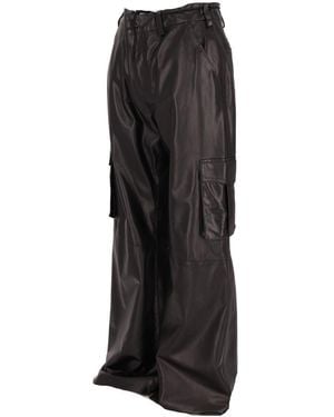 LA ROSE Nappa Leather Cargo Trousers - Black