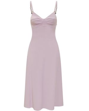 Elisabetta Franchi Lightweight Crepe Dress With Criss-Cross Laces - Purple