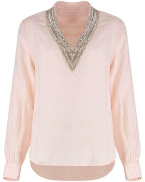 120% Lino Linen Blouse - Pink