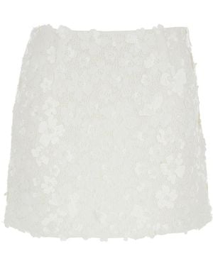 Michael Kors Miniskirt With All-Over Floral Embroidery - White