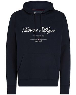 Tommy Hilfiger Script Logo Hoody - Blue