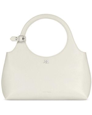 Courreges Leather Top Handle Bag - White