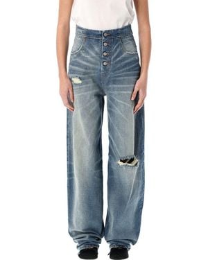 MM6 by Maison Martin Margiela Chic High Rise Distressed Denim Pant - Blue