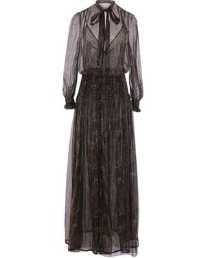 Saint Laurent Semi-Sheer Lavallière Maxi Dress - Black