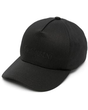 Saint Laurent Logo-Embroidered Gabardine-Weave Cap - Black