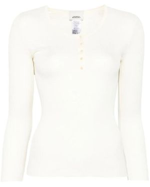 Isabel Marant Lamylic Long Sleeve Cotton Top - White