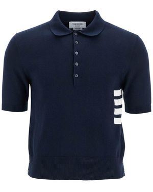 Thom Browne 4-Bar Knit Polo Shirt - Blue