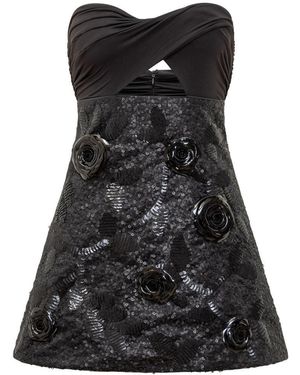 DES_PHEMMES Dress With Floral Decoration - Black