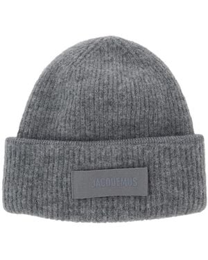 Jacquemus 'Le Bonnet Gros Grain' With Logo Patch On The Brim - Grey