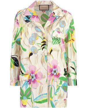 Gucci Printed Silk Shirt - Natural