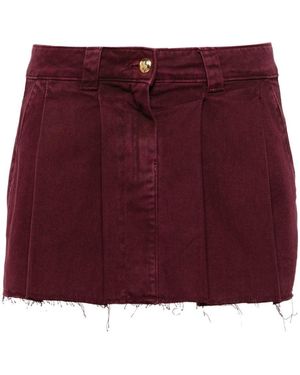 Elisabetta Franchi Pleated Denim Mini Skirt - Purple