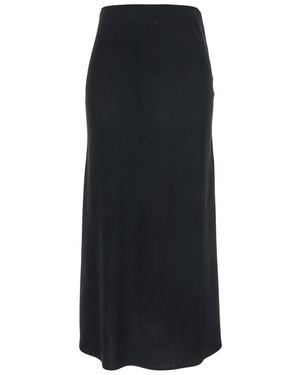 Plain Midi Skirt With Concealed Side Zip Closure - Black