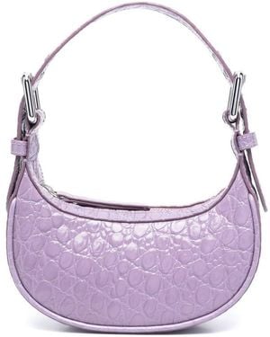 BY FAR Mini Soho Croco Embossed Leather Shoulder Bag - Purple